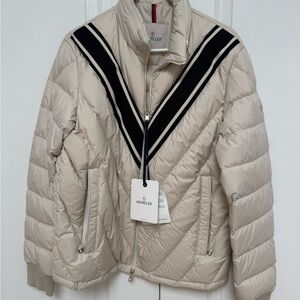 Moncler Cream and Navy Puffer Jacket